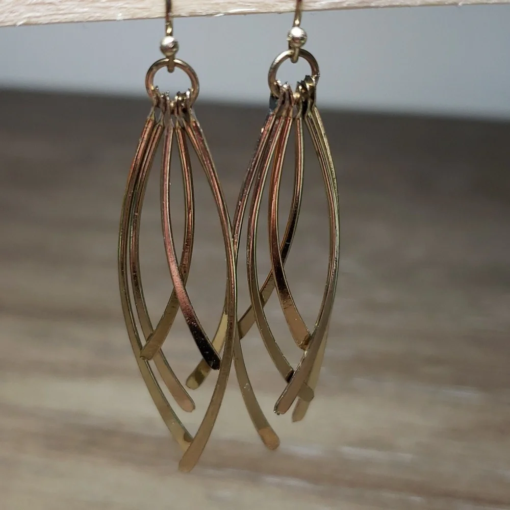 Gold Tone Dangle Earrings - Picture 1 of 3